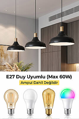 Lora Gold Avize 33 cm - Siyah - 7