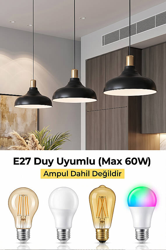 Lora Gold Avize 33 cm - Siyah - 7