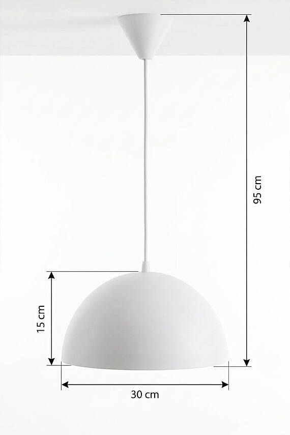 Luna Metal Avize 30 cm - Beyaz - 7