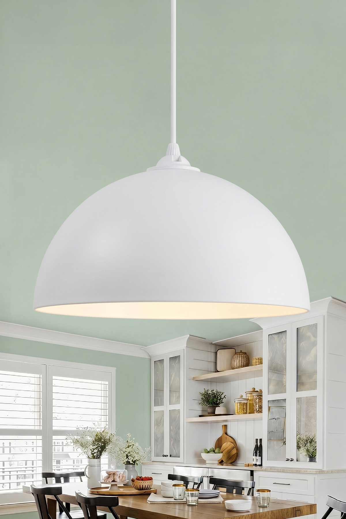 Luna Metal Avize 30 cm - Beyaz