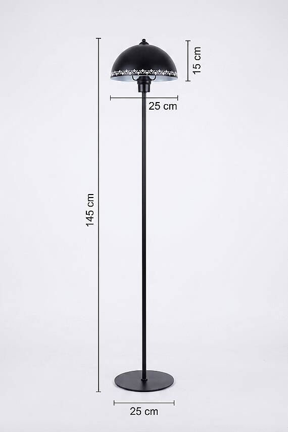 Luna Black Floor Lamp - Tulip Pattern - 8