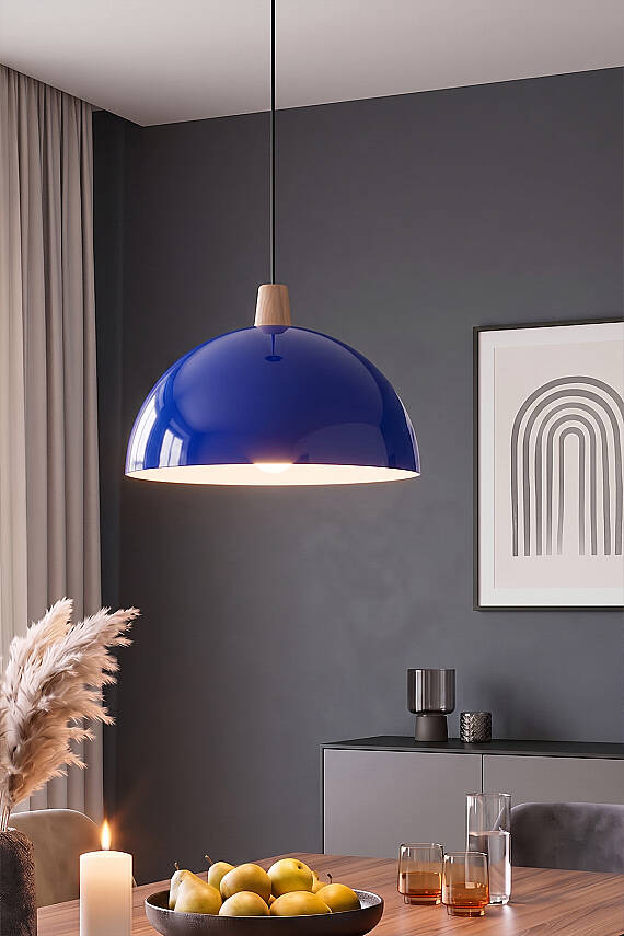 Luna Ahşap Avize 30 cm - Lacivert - 3