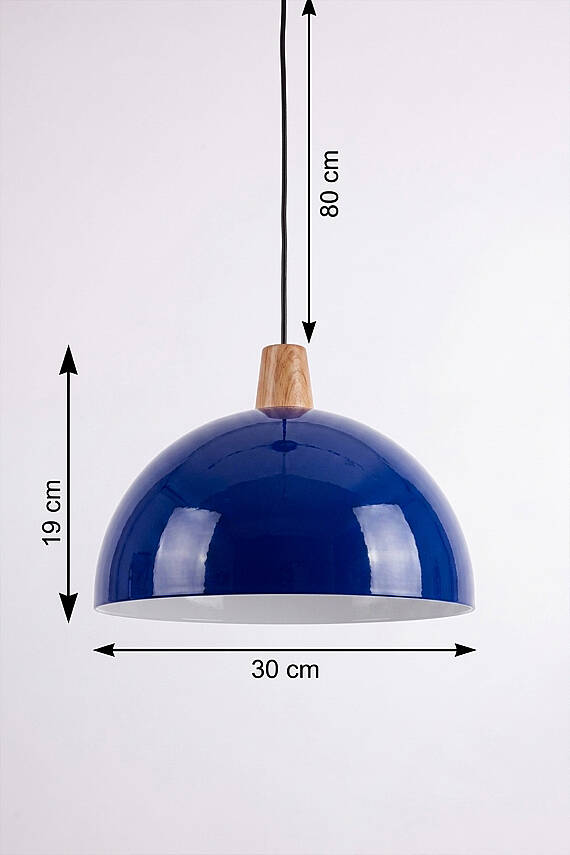 Luna Ahşap Avize 30 cm - Lacivert - 7