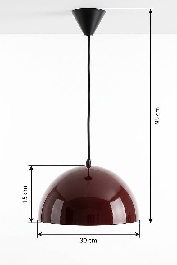 Luna Metal Avize 30 cm - Bordo - 7