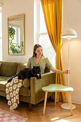 Luna Cream Floor Lamp - Tulip Pattern - 3