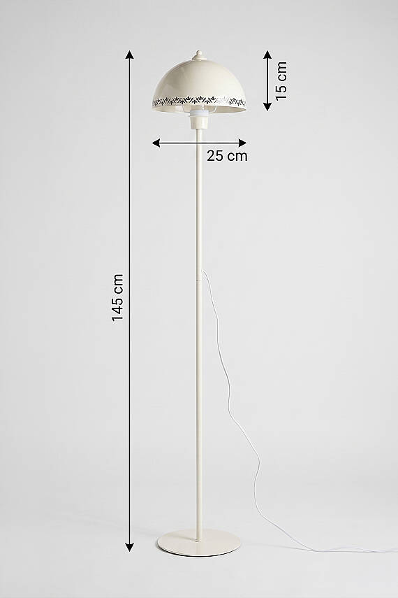 Luna Cream Floor Lamp - Tulip Pattern - 7