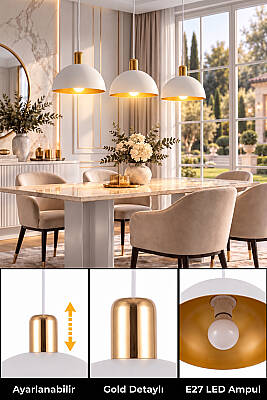 Luna Golden Beyaz Metal Sarkıt (30 cm) - 5