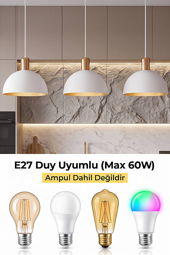 Luna Golden Beyaz Metal Sarkıt (30 cm) - 7