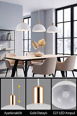 Luna Golden Beyaz Gold Aksesuarlı Metal Sarkıt (30 cm) - 4