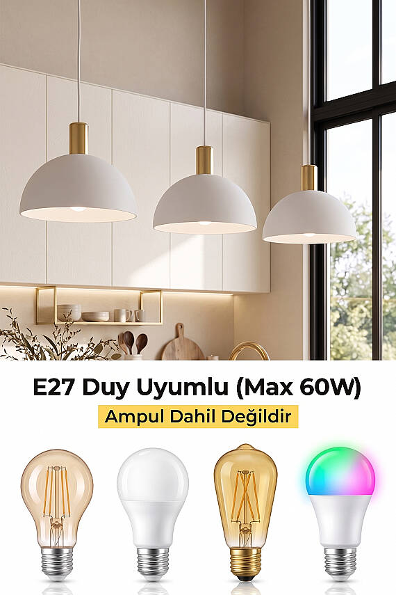 Luna Golden Beyaz Gold Aksesuarlı Metal Sarkıt (30 cm) - 6