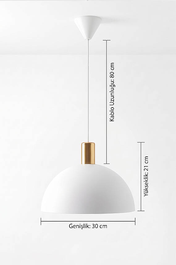 Luna Golden Beyaz Gold Aksesuarlı Metal Sarkıt (30 cm) - 7
