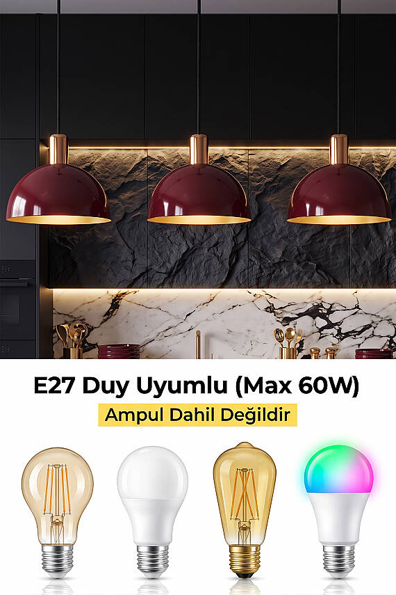 Luna Golden Bordo Metal Sarkıt (30 cm) - 6