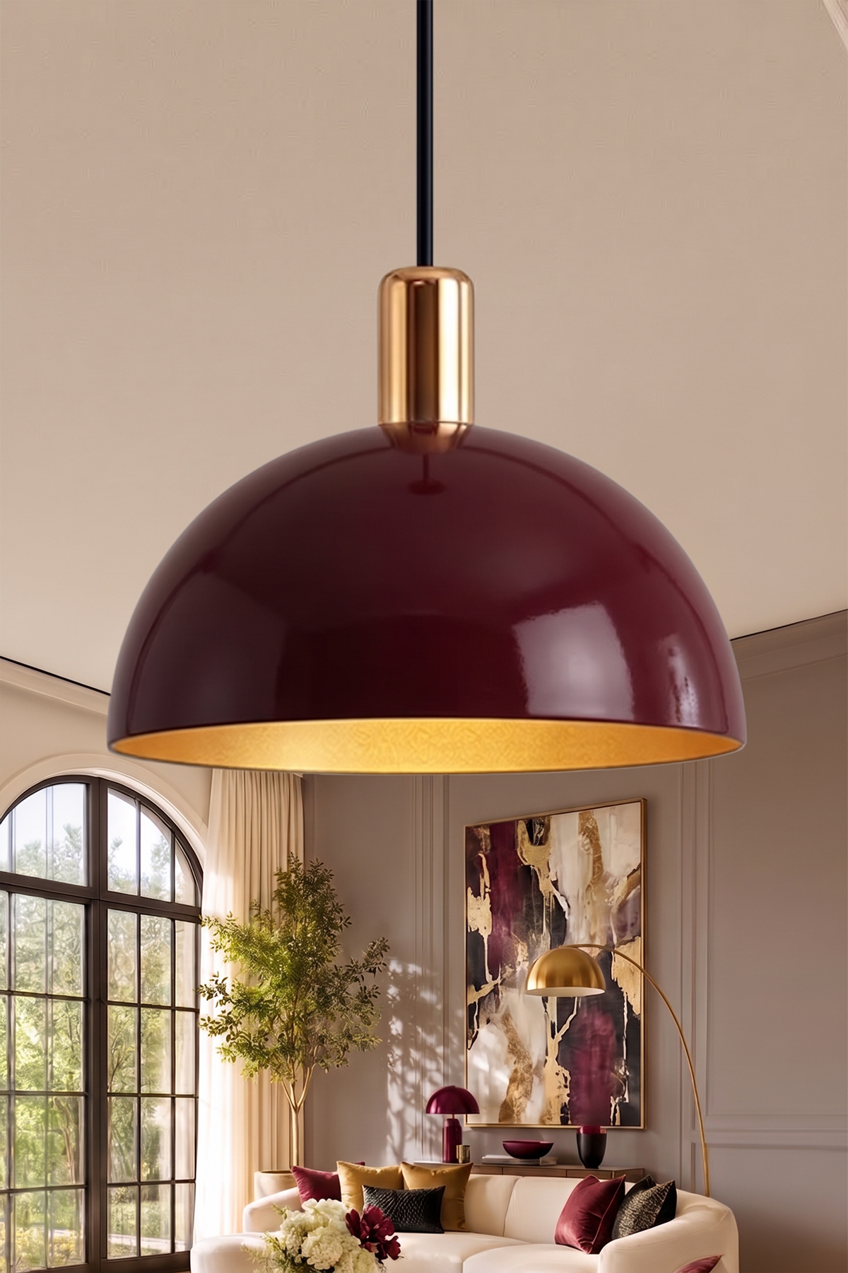 Luna Golden Bordo Metal Sarkıt (30 cm)