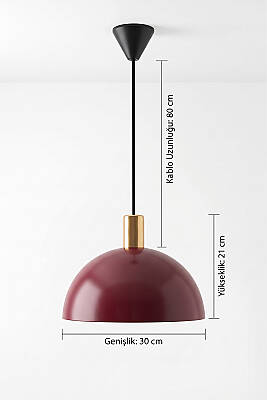 Luna Golden Bordo Gold Aksesuarlı Metal Sarkıt (30 cm) - 7
