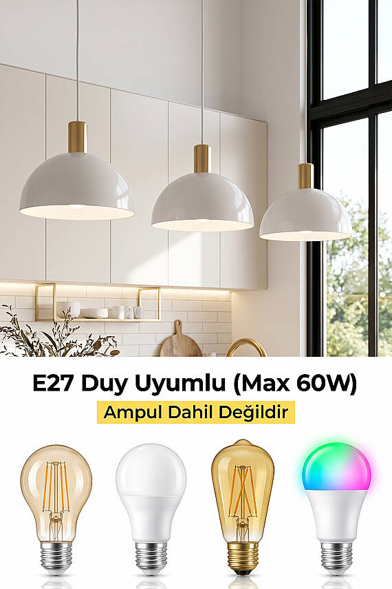 Luna Golden Krem Gold Aksesuarlı Metal Sarkıt (30 cm) - 6