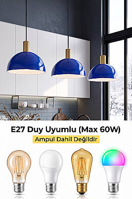 Luna Golden Lacivert Gold Aksesuarlı Metal Sarkıt (30 cm) - 6