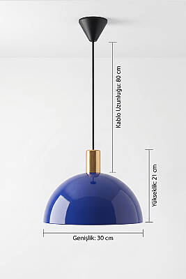 Luna Golden Lacivert Gold Aksesuarlı Metal Sarkıt (30 cm) - 7