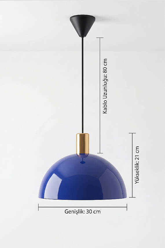 Luna Golden Lacivert Gold Aksesuarlı Metal Sarkıt (30 cm) - 7