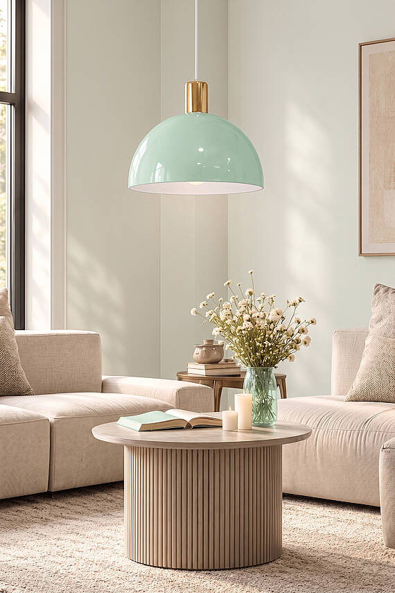 Luna Golden Mint Yeşili Gold Aksesuarlı Metal Sarkıt (30 cm) - 2