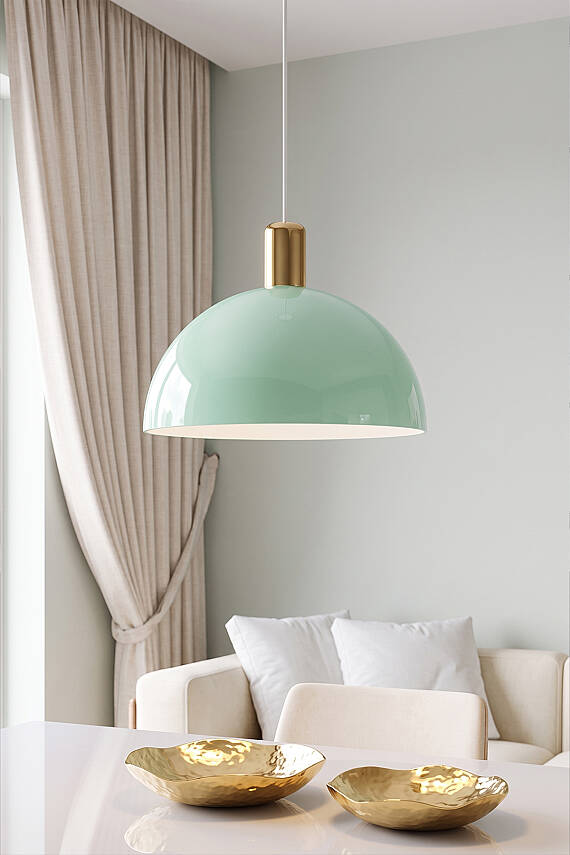 Luna Golden Mint Yeşili Gold Aksesuarlı Metal Sarkıt (30 cm) - 3