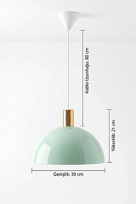 Luna Golden Mint Yeşili Gold Aksesuarlı Metal Sarkıt (30 cm) - 7