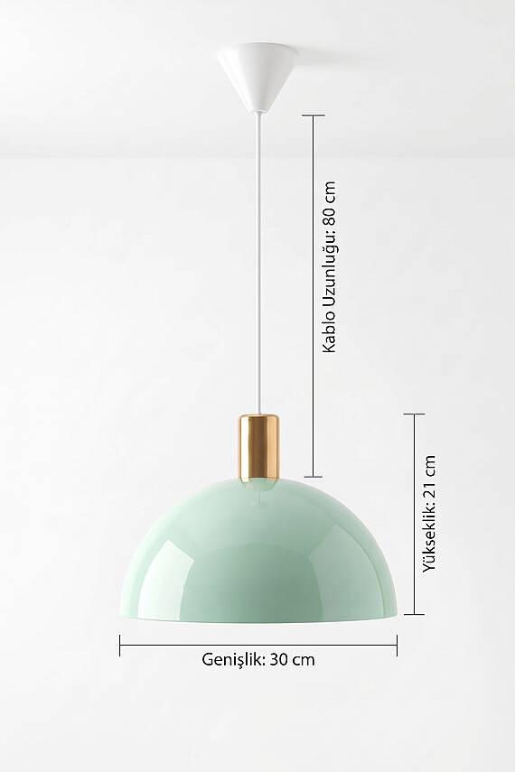 Luna Golden Mint Yeşili Gold Aksesuarlı Metal Sarkıt (30 cm) - 7