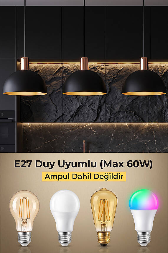 Luna Golden Siyah Metal Sarkıt (30 cm) - 6