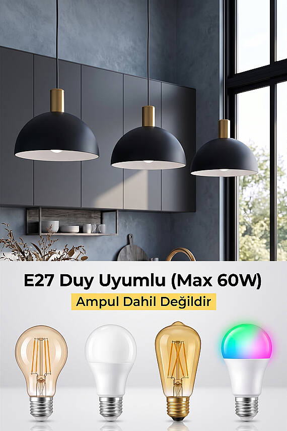 Luna Golden Siyah Gold Aksesuarlı Metal Sarkıt (30 cm) - 6