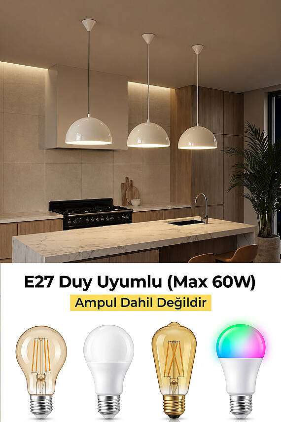 Luna Metal Avize 30 cm - Krem - 5
