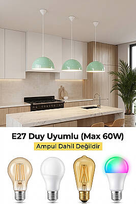 Luna Metal Avize 30 cm - Mint Yeşili - 5