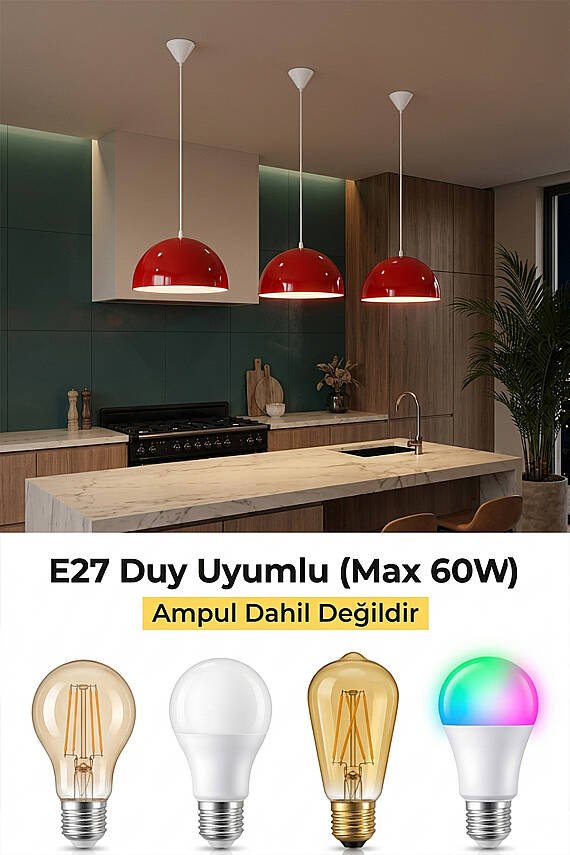 Luna Metal Avize 30 cm - Turuncu - 3