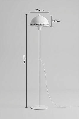 Luna Tulip Tek Ayaklı Beyaz Modern Metal Lambader Oturma Odası & Yatak Odası & Salon Lambası - 6
