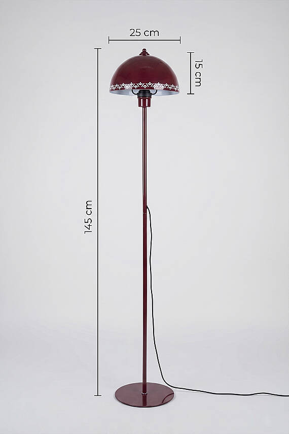Luna Tulip Tek Ayaklı Bordo Modern Metal Lambader Oturma Odası & Yatak Odası & Salon Lambası - 5