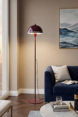 Luna Burgundy Floor Lamp - Tulip Pattern - 2