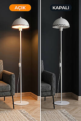 Luna White Floor Lamp - Tulip Pattern - 5