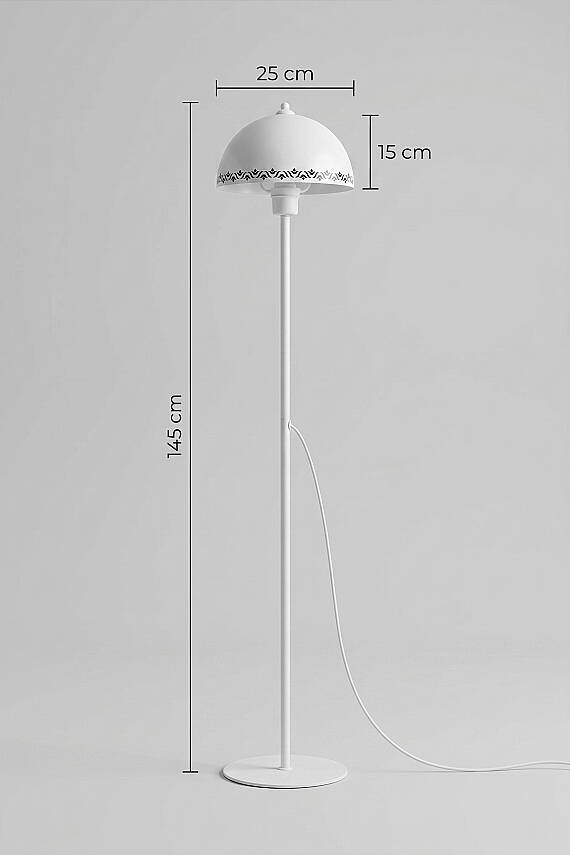 Luna White Floor Lamp - Tulip Pattern - 6