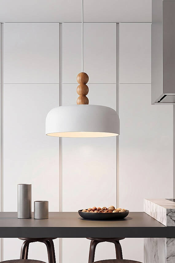 Marella Ahşap 3 Boncuklu Avize 30 cm - Beyaz - 4