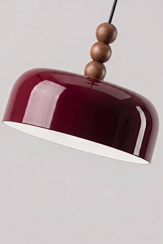 Marella Ahşap 3 Boncuklu Avize 30 cm - Bordo - 4