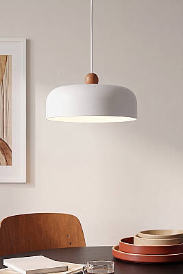 Marella Ahşap Boncuklu Avize 30 cm - Beyaz - 2