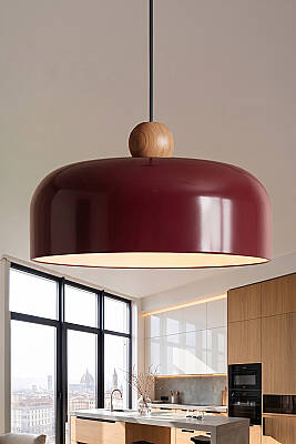 Marella Ahşap Boncuklu Avize 30 cm - Bordo 