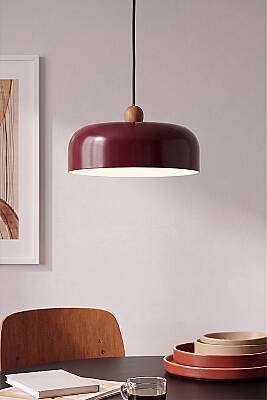 Marella Ahşap Boncuklu Avize 30 cm - Bordo - 6