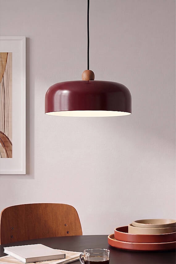 Marella Ahşap Boncuklu Avize 30 cm - Bordo - 6