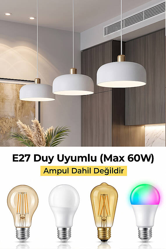 Marella Gold Avize 30 cm - Beyaz - 4