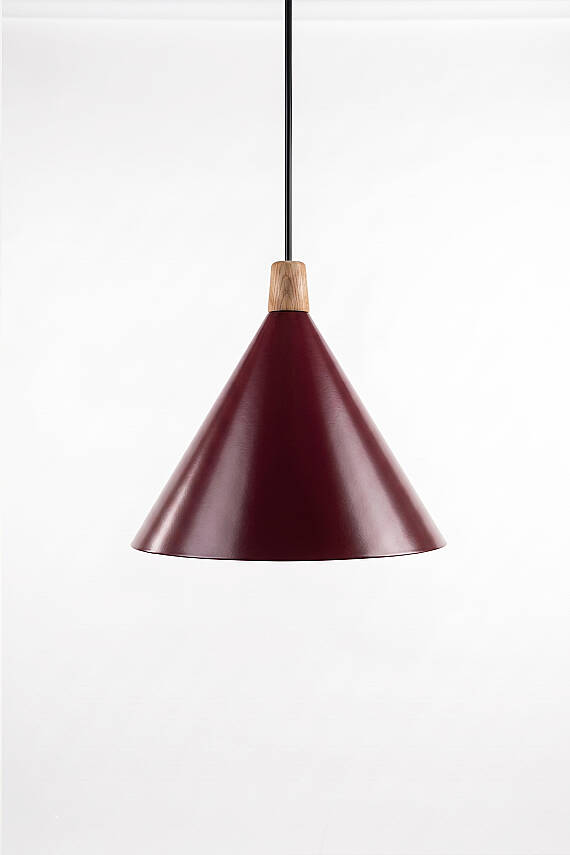 Cone Ahşap Avize 25 cm - Bordo - 6