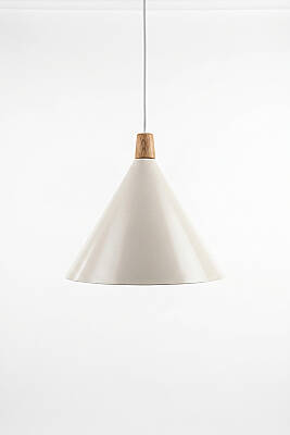Cone Ahşap Avize 25 cm - Krem - 6