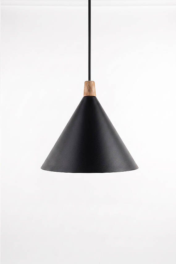 Cone Ahşap Avize 25 cm - Siyah - 6