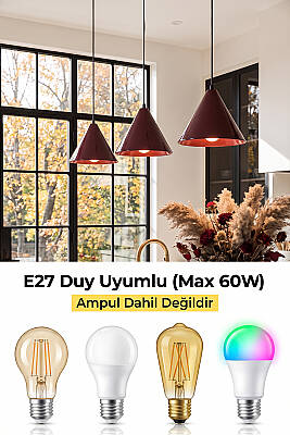Cone Metal Avize 25 cm - Bordo - 6