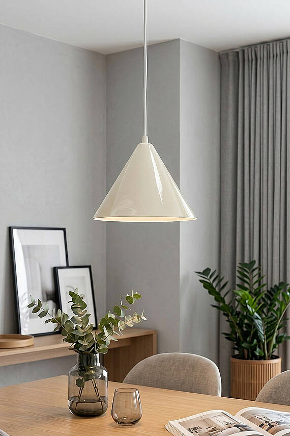 Cone Metal Avize 25 cm - Krem - 7