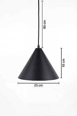 Cone Metal Avize 25 cm - Siyah - 5