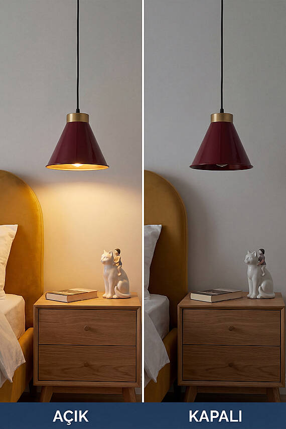 Liva Gold Metal Avize 20 cm - Bordo - 6